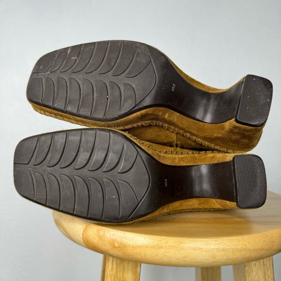 Chunky 90s Style Heeled Suede Boots Tan LINEA PAOLO Size 9 - Picture 7 of 8